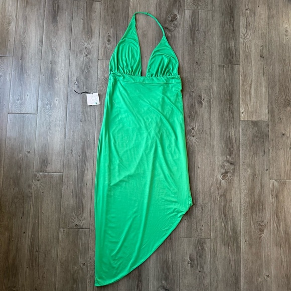 Superdown Mia Drape Slit Dress in Kelly Green - Picture 2 of 7